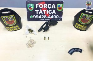 Imagem da notícia - Polícia Militar detém suspeito de trafico de drogas em posse de arma de fogo