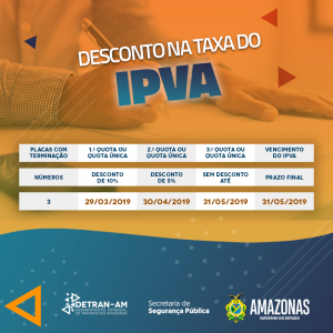 Imagem da notícia - Termina nesta sexta prazo para desconto do IPVA para placas final 3