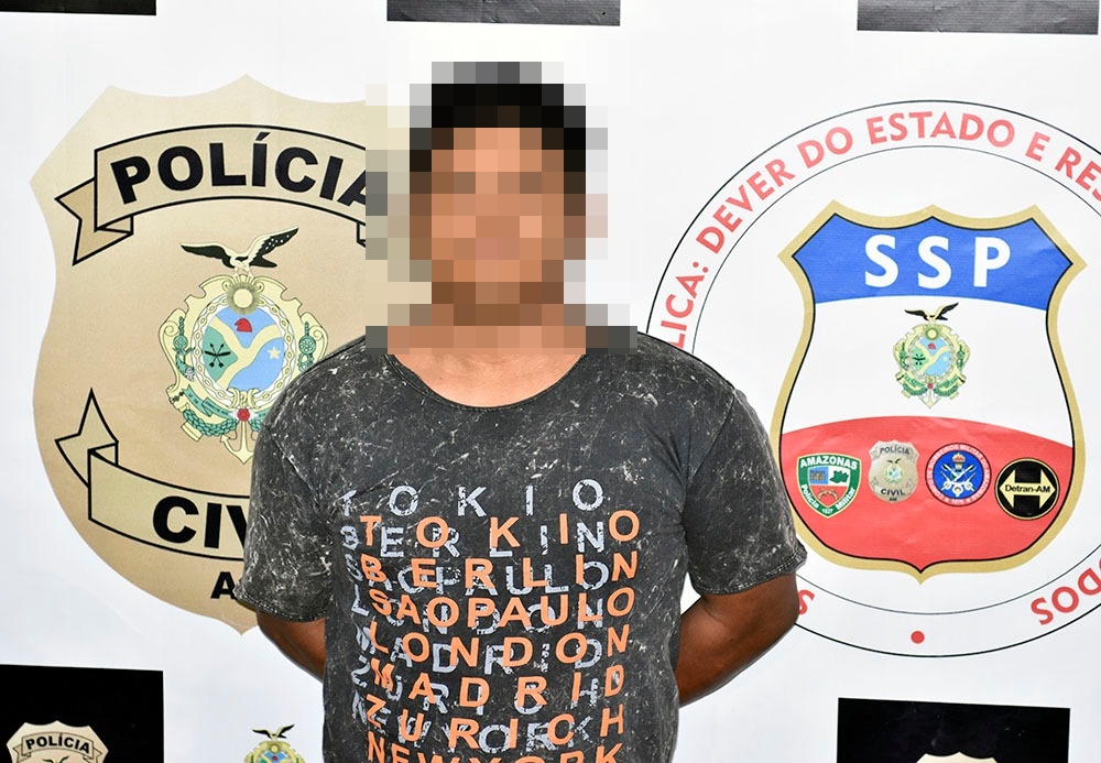 Homem preso por feminicídio. 