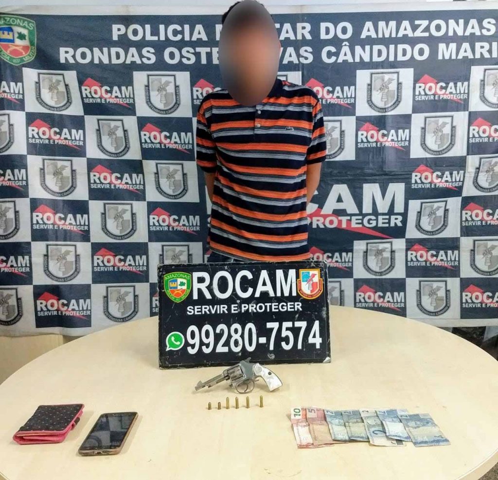 Suspeito preso com com armas e objetos roubados.