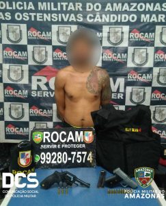 Imagem da notícia - Rocam detém suspeito com armas e colete balístico na zona norte