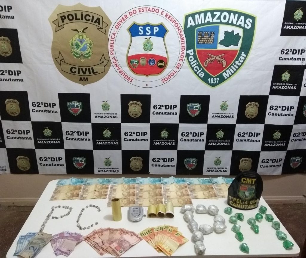 Na ação foram encontrados a quantia de R$ 1.908,00. (Foto: Divulgação/PM-AM)