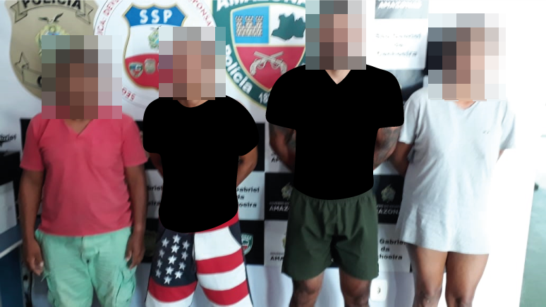 Aldrian Wilfredo Morillo Zapora, 34; Diego Nazaré Brito de Oliveira, 33; Leopoldo Figueiredo de Garrido Neto, 21; e Jarina dos Santos Aranha, 33, foram presos em flagrante.