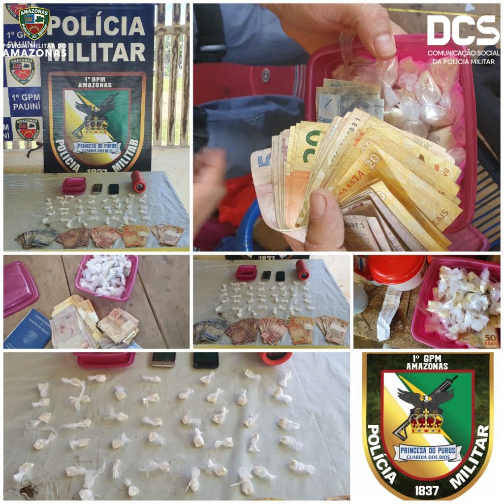 Foram apreendidos três aparelhos celulares e 38 porções de supostamente cocaína.