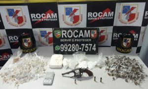 Imagem da notícia - PM, por meio da Rocam, detém infrator por porte ilegal de arma de fogo e tráfico de drogas