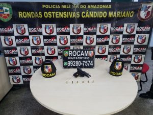 Imagem da notícia - Policiais militares da Rocam detêm suspeito com pistola no bairro Alvorada