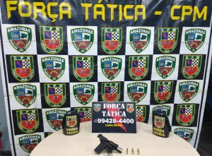 Imagem da notícia - Policiais militares da Força Tática detêm suspeito com pistola 40 no Jorge Teixeira