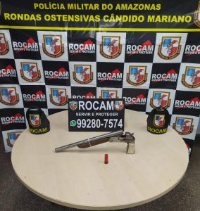 Imagem da notícia - Policiais militares da Rocam detêm suspeito com arma caseira e veículo adulterado