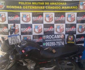 Imagem da notícia - Rocam detêm homem e apreendem adolescente com arma caseira e motocicleta roubada