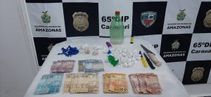 Imagem da notícia - Polícia Militar detém três homens e uma mulher com drogas e dinheiro em Carauari