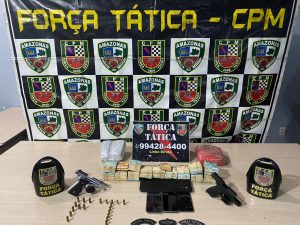 Imagem da notícia - Força Tática detém homem com armas, drogas e mais de R$ 130 mil