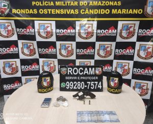 Imagem da notícia - Rocam detém homem por tráfico de drogas e porte ilegal de arma de fogo