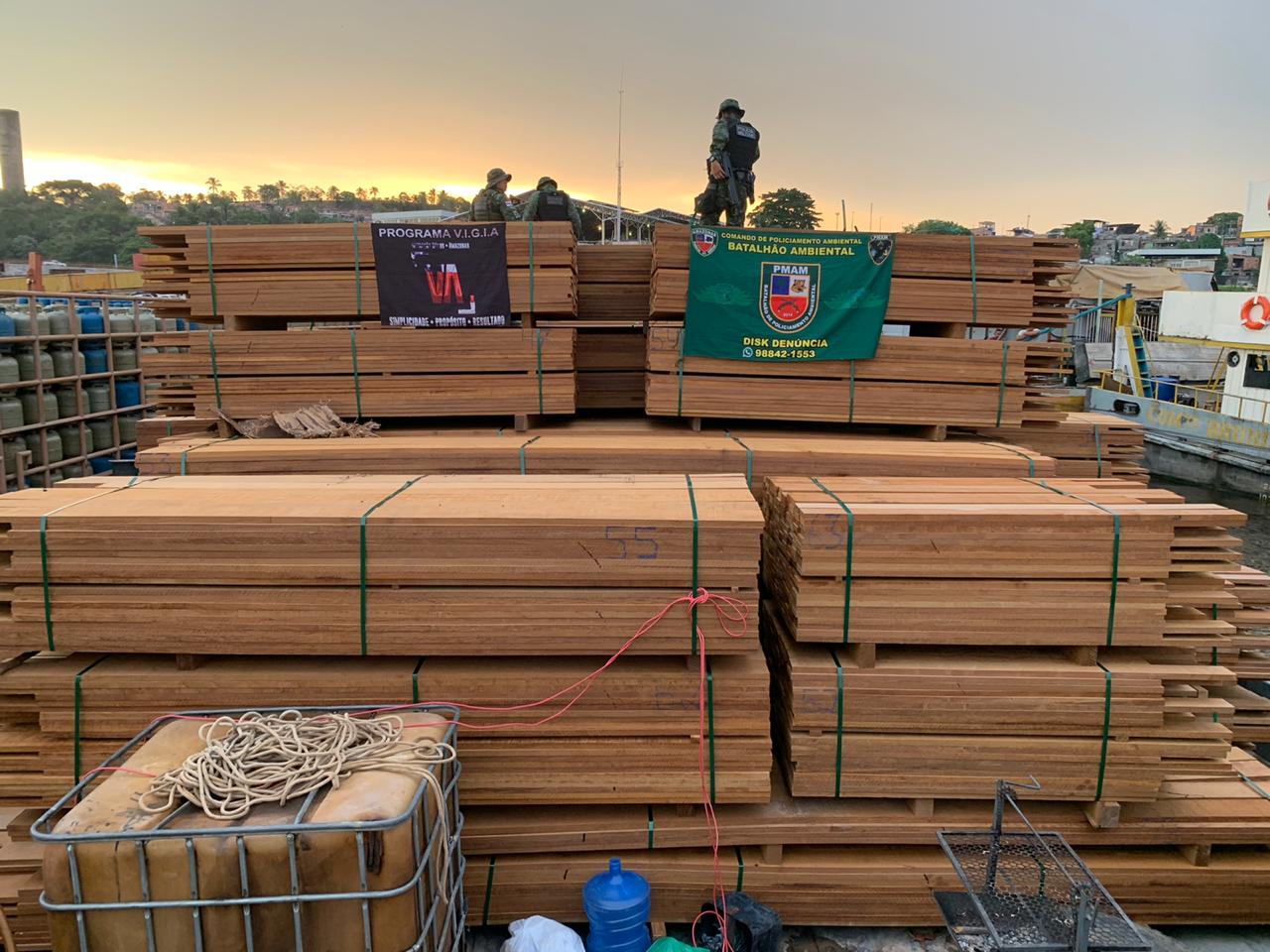 De janeiro até setembro deste ano, as operações realizadas pelos policiais resultaram em uma apreensão de 12 vezes mais metros cúbicos de madeira oriunda de área de desmatamento ilegal. FOTO: Divulgação/PM