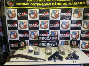 Imagem da notícia - Rocam apreende adolescente com arma de fogo de uso proibido e drogas