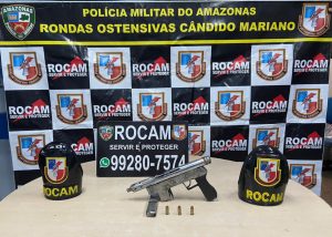 Imagem da notícia - Rocam detém dupla por porte ilegal de arma de fogo e associação criminosa