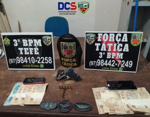Imagem da notícia - PM detém homem com arma de fogo, celulares e dinheiro em Tefé