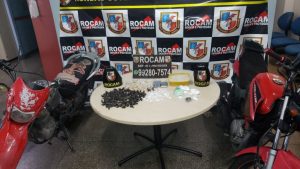 Imagem da notícia - Rocam detém infrator por roubo de motos e tráfico de drogas