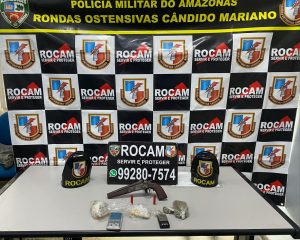 Imagem da notícia - Policiais da Rocam detiveram homem com arma de fogo e entorpecentes