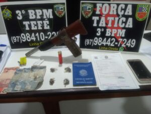 Imagem da notícia - PM detém homem em posse de entorpecentes e arma de fogo em Tefé
