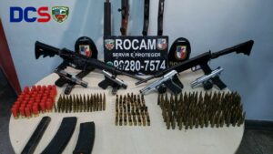 Imagem da notícia - PM captura foragido da justiça e apreende 10 armas e 345 munições