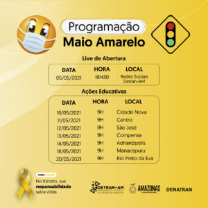 Imagem da notícia - Detran-AM fará live, ações educativas e palestras virtuais no Maio Amarelo