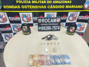 Imagem da notícia - Rocam prende homem por porte ilegal de arma de fogo e tráfico de drogas