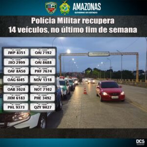Imagem da notícia - PMAM localiza e recupera 14 veículos com restrição de roubo