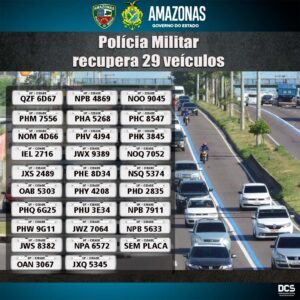 Imagem da notícia - Polícia Militar recupera 29 veículos em várias regiões de Manaus