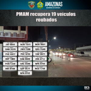 Imagem da notícia - PMAM recupera 19 veículos com restrição de roubo durante final de semana, em Manaus