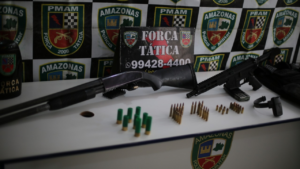 Imagem da notícia - Em Manaus, Força Tática frustra possível confronto entre facções criminosas e apreende armas de fogo e munições