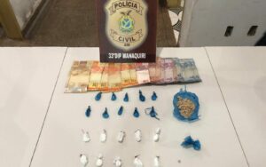 Imagem da notícia - Em Manaquiri, PC-AM prende jovem em flagrante com porções de cocaína, oxi e dinheiro