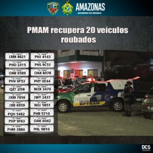Imagem da notícia - Polícia Militar resgata 20 veículos roubados, em Manaus