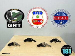 Imagem da notícia - Cidade Mais Segura: agentes da SSP-AM apreendem armas de fogo no bairro Colônia Terra Nova