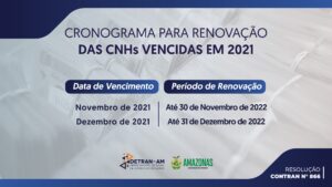 Imagem da notícia - Prazo para renovar CNHs vencidas em novembro de 2021 termina na quarta-feira (30/11), alerta Detran-AM