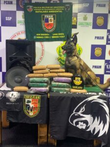 Imagem da notícia - Base Arpão: Com auxílio da cadela policial Havana, polícia apreende cerca de 23 quilos de entorpecentes em Coari