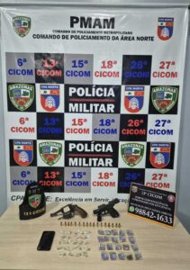 Imagem da notícia - PMAM frustra assalto em posto de gasolina e prende trio na zona norte 