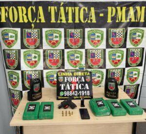 Imagem da notícia - Polícia Militar do Amazonas captura foragido com 5 tabletes de cocaína e arma de fogo
