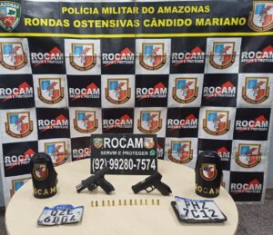 Imagem da notícia - PMAM prende dois homens e apreende adolescente envolvidos em roubo a um café regional, no bairro Alvorada