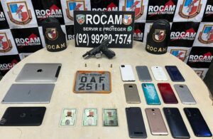 Imagem da notícia - Polícia Militar do Amazonas prende homem com 12 aparelhos celulares e três tablets furtados