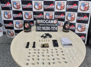 Imagem da notícia - Polícia Militar do Amazonas prende homem com arma de fogo e 55 porções de maconha e oxi
