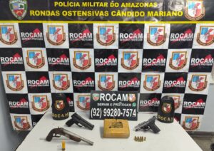 Imagem da notícia - Em patrulhamento, Polícia Militar do Amazonas apreende 1 kg de drogas e duas armas