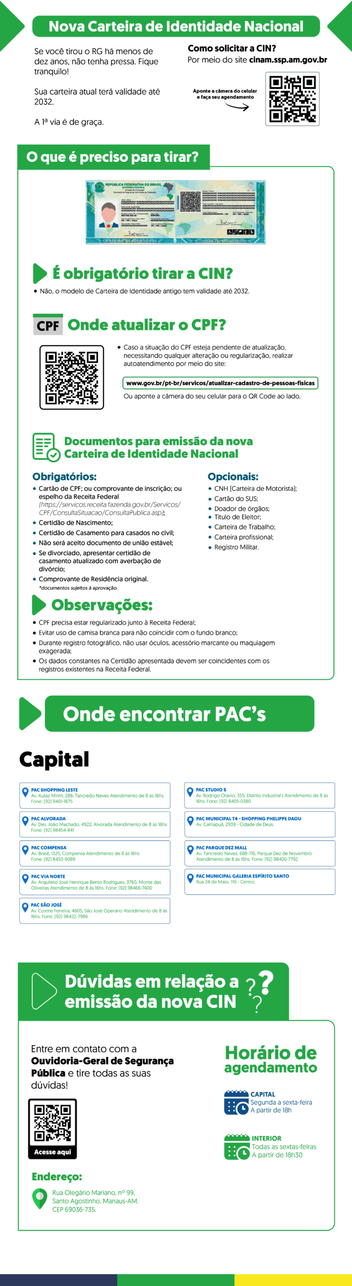 banner contendo orientações para emissão da Nova Carteira de Identidade Nacional
