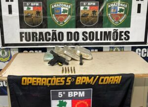Imagem da notícia - Operação Interior Mais Seguro: PMAM prende homem por tráfico de drogas e porte ilegal de arma de fogo em Coari