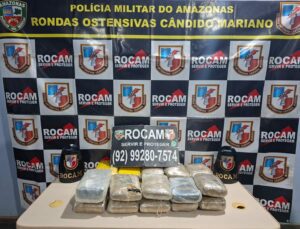 Imagem da notícia - Operação Interior Mais Seguro: PMAM apreende 23 kg de maconha tipo skunk e prende homem por tráfico de drogas, em Tefé