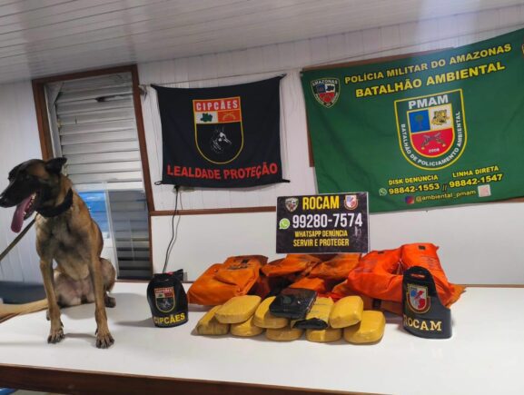 Base Tiradentes:  Cão policial encontra 12 kg de entorpecentes escondidos dentro de colet…