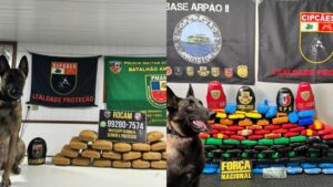 Bases fluviais apreendem 218 quilos de drogas em embarcações no Rio Solimões, durante fin…